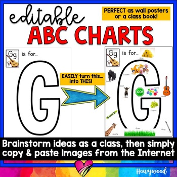 Preview of Editable Alphabet Charts or Posters for Brainstorming Letter of the Day / Week