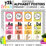 Editable Alphabet Posters in Bright Retro Theme - Cursive,