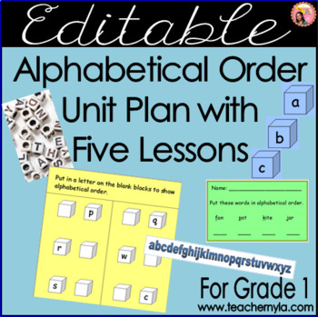 Preview of Editable Alphabetical Order Unit Plan