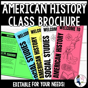 Preview of Editable American History Class Brochure for Back to School