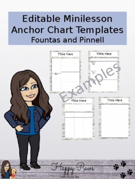 Preview of Editable Anchor Charts - Fountas and Pinnell mini lessons