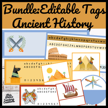 Preview of Editable Ancient History Bundle: Ancient Rome & Egypt & Vikings Labels & Tags