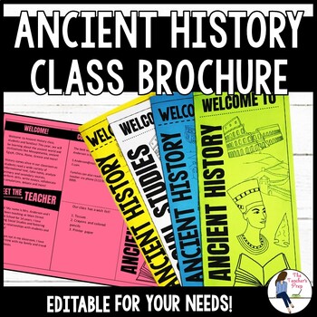 Preview of Editable Ancient History Class Brochure for Back to School
