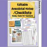Editable Anecdotal Notes & Checklists By Subject  (Assessment)