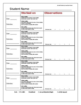 Editable Anecdotal Notes Recording Sheet by 