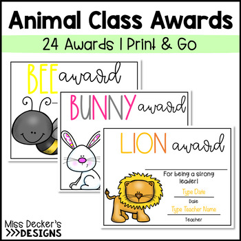 Preview of Editable Animal Class Awards | End of the Year Awards