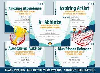 Preview of Editable Annual Awards, End of the Year Activities, End of School Year Awards