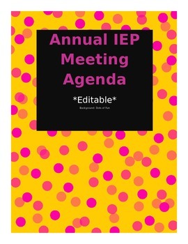 Preview of Editable Annual IEP Agenda