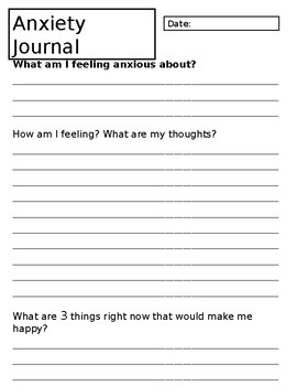 Anxiety Journal Printable