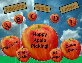 Preview of Editable Apple Fall Labels for your Classroom and Home