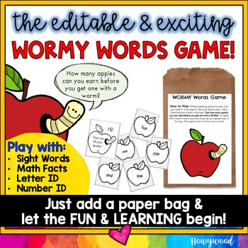 Preview of Editable Apple Game : for Sight Words , Letters , Math Facts, Shapes , #s, Vocab