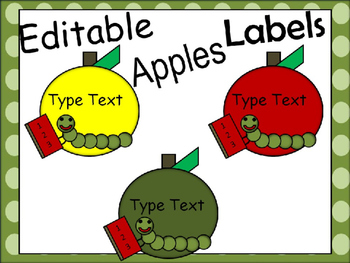 Preview of Editable Apple Labels September