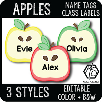 Preview of Apple Name Tags, Fall Cubby and Locker Labels