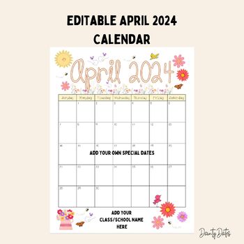 Preview of Editable April Calendar 2024