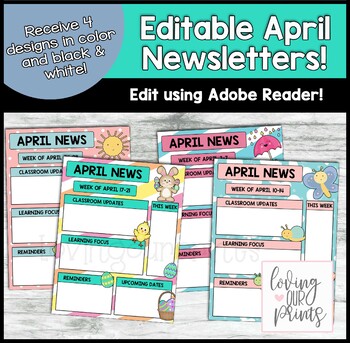 Preview of Editable April Newsletter, Preschool Newsletter Template, Weekly Newsletter