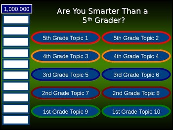 Preview of Editable Are You Smarter Than A 5th Grader PPT