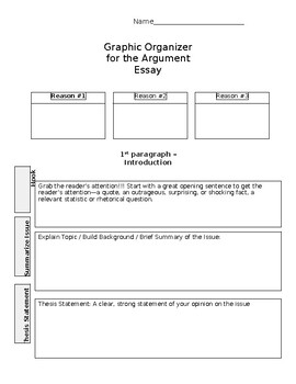 Preview of Argument Essay Graphic Organizer (editable and fillable resource)