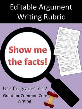 Preview of Argument Writing Rubric - Fully Editable!