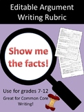 Argument Writing Rubric - Fully Editable!