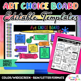Editable Art Choice Board Templates, Printable Art Workshe
