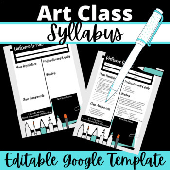 Preview of Editable Art Class Syllabus Template in Google Slides