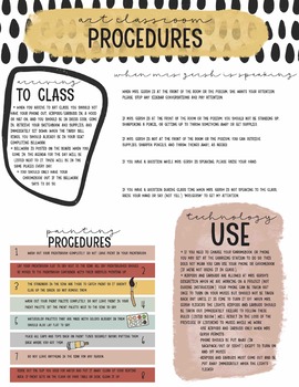 Preview of Editable Art Classroom Procedures Template