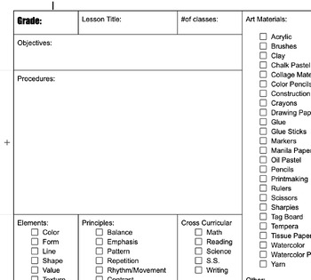 Preview of Editable Art Lesson Plans