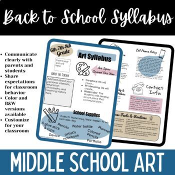 Preview of Editable Art Syllabus Template for Middle School Visual Arts