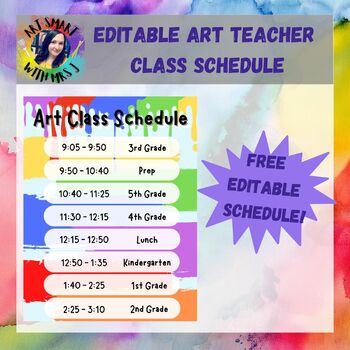 Preview of Editable Art Teacher Class Schedule Sign
