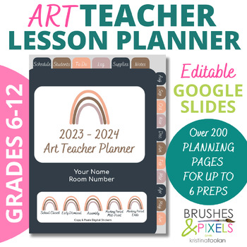 Preview of Editable Art Teacher Planner for Middle or High School