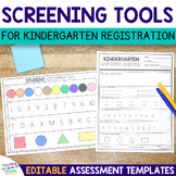 Beginning of the Year Kindergarten Assessments with Editab