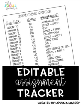 Preview of Editable Assignment Tracker Template
