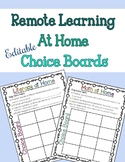 Editable At Home Choice Boards for Distance Learning