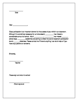 Editable Attendance Letter For Parents By Kelly First And Second Grade 0B4
