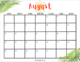 Editable August Calendar