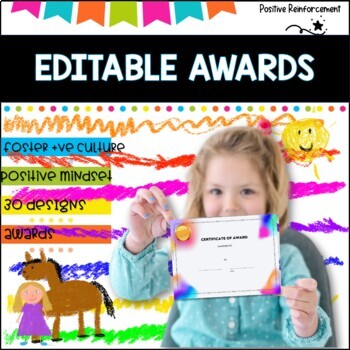 Preview of Editable Award Certificates- Suitable for All Year  30 designs to choose from