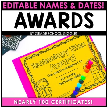 Preview of End Of Year The Award Certificates Editable - Class, Classroom, Student Awards