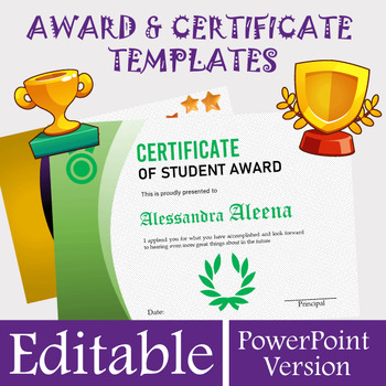 Preview of Editable Awards and Certificates Template for Students