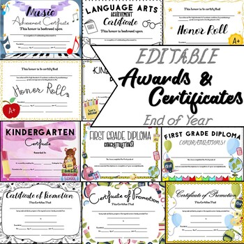 Editable Awards and Certificates for * End of Year* by Dressed In Sheets