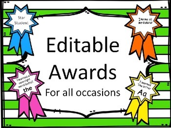 Preview of Editable Awards and Flash Cards