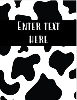 Preview of Editable B&W Cow Print Binder Covers w/ Spines