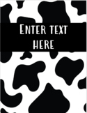 Editable B&W Cow Print Binder Covers w/ Spines