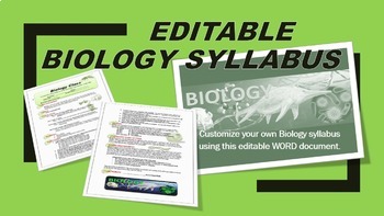 Preview of Editable BIOLOGY Syllabus Template