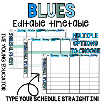 Preview of Editable 'BLUES' Teacher Timetable Template