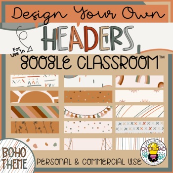 Preview of Editable BOHO Style Google Classroom & Google Form Headers | Banners