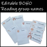 Editable BOHO reading group names tray labels/group sheets