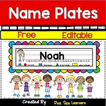 Back to School | Nameplates | Editable | Free by Pint Size Learners