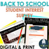 Editable Back To School Student Interest Survey | Digital 