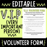 Editable Back To School V.I.P. Guest Reader Parent Volunteer Form