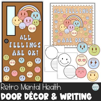 Preview of Editable Back to School Bulletin Board – Mental Health Door Decor with Name Tags